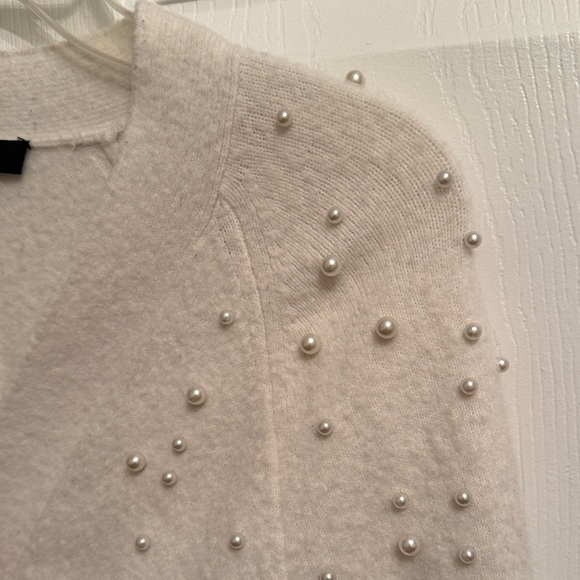 Ann Taylor Cream Cardigan with Pearl Accents - Picture 3 of 7